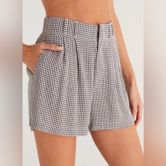 Z Supply Pants - Z Supply Farah Gingham Short in ZS Shadow (Black & White), Size L